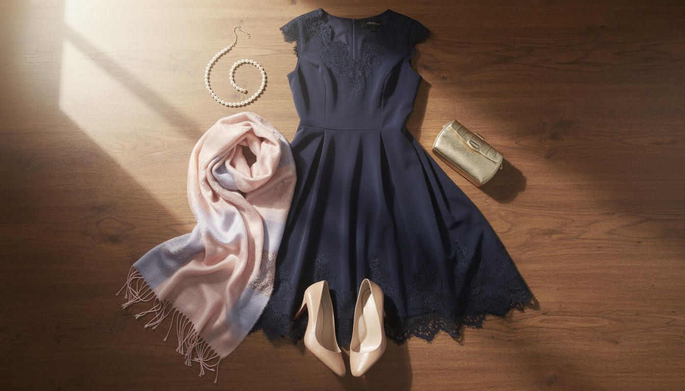 Tenue d'invitée de mariage élégante avec accessoires raffinés